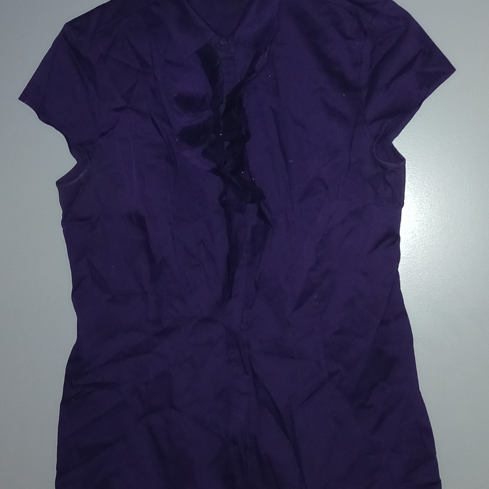 Women’s Purple Ruffle Front Cap Sleeve Top